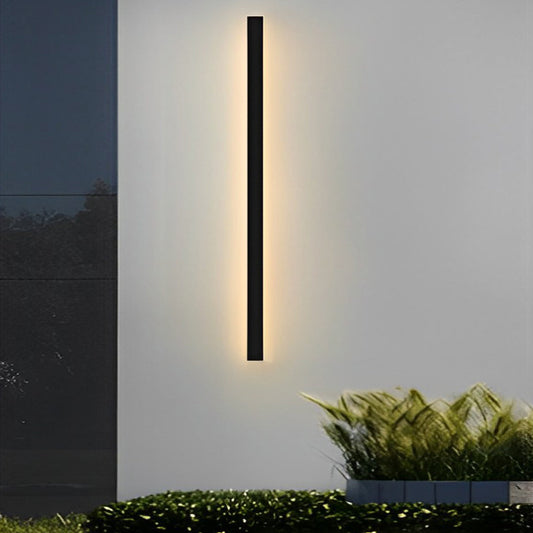 Outdoor Linear Wall Light Waterproof Black Modern Solar Ligh