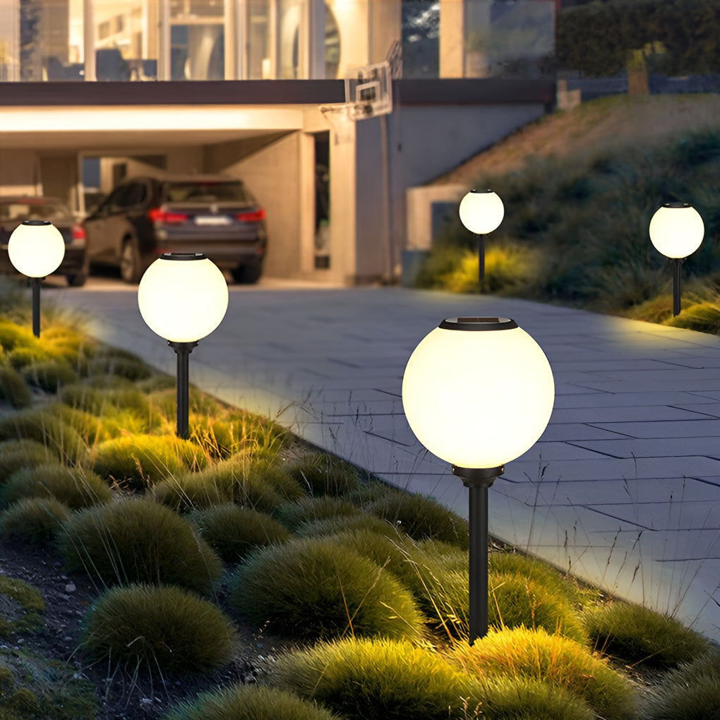Glass Outdoor Path Light Globe Ball-Shaped LED Solar Light