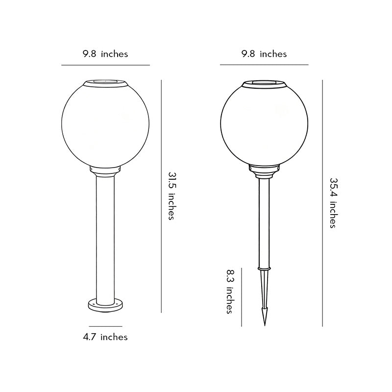 Glass Outdoor Path Light Globe Ball-Shaped LED Solar Light