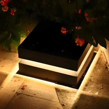Outdoor Solar Lights Deck Modern Square Waterproof Black – Stainless Steel Post Cap Light for Fence & Patio