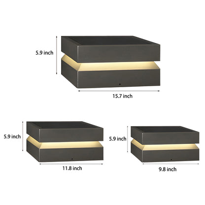Outdoor Solar Lights Deck Modern Square Waterproof Black – Stainless Steel Post Cap Light for Fence & Patio