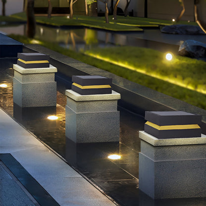 Outdoor Solar Lights Deck Modern Square Waterproof Black – Stainless Steel Post Cap Light for Fence & Patio