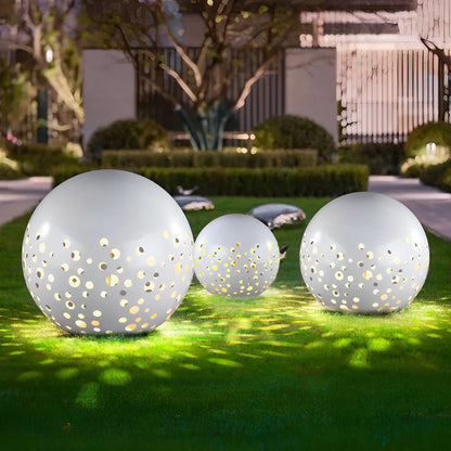Outdoor Sphere Light Waterproof Round Hollow Metal Modern Light