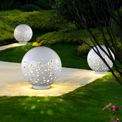 Outdoor Sphere Light Waterproof Round Hollow Metal Modern Light