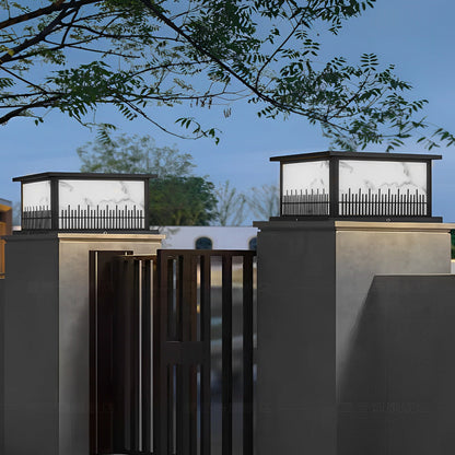 Outdoor Stone Pillar Lights Square Solar Fence Light