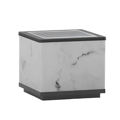 Outdoor Stone Pillar Lights Modern Square Marble-Textured Light