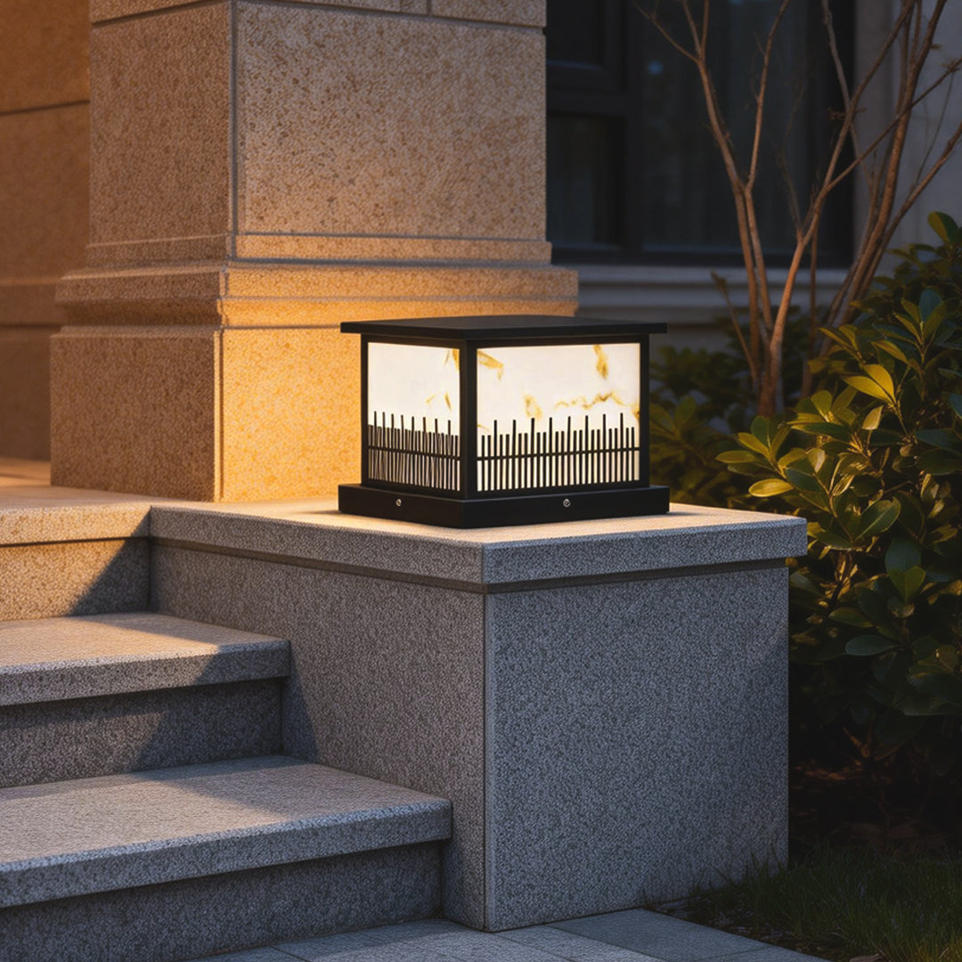 Outdoor Stone Pillar Lights Square Solar Fence Light