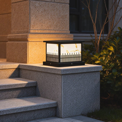 Outdoor Stone Pillar Lights Square Solar Fence Light