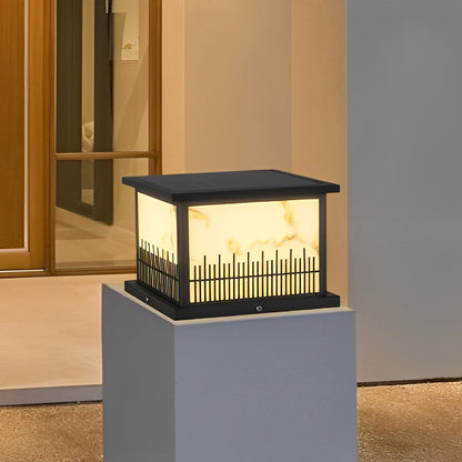 Outdoor Stone Pillar Lights Square Solar Fence Light