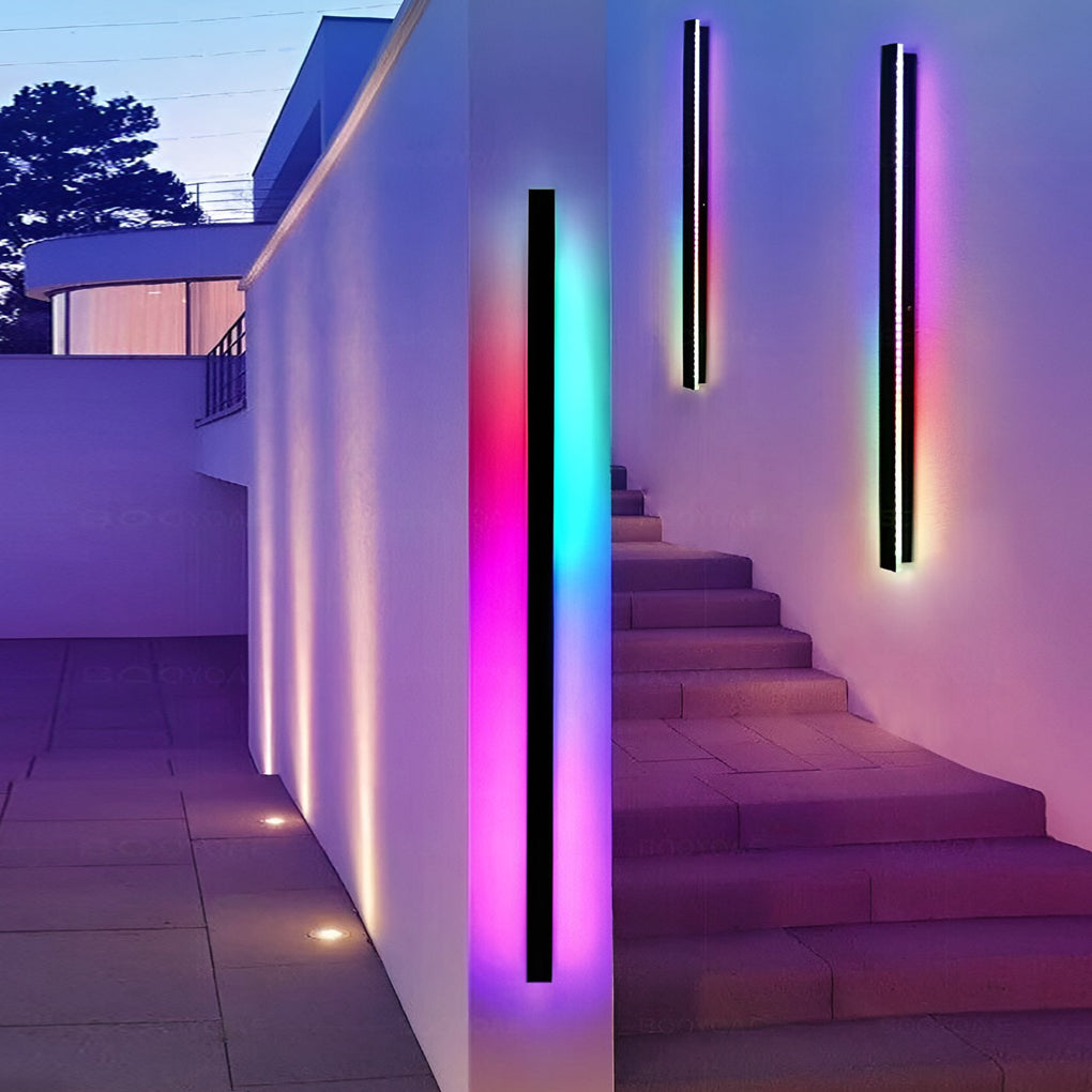 Outdoor Strip Wall Light Black Linear LED – Dimmable Exterior Facade Light for Porch & Driveway