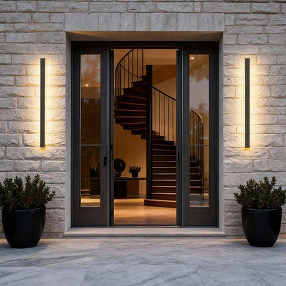 Outdoor Strip Wall Light Black Linear LED – Dimmable Exterior Facade Light for Porch & Driveway