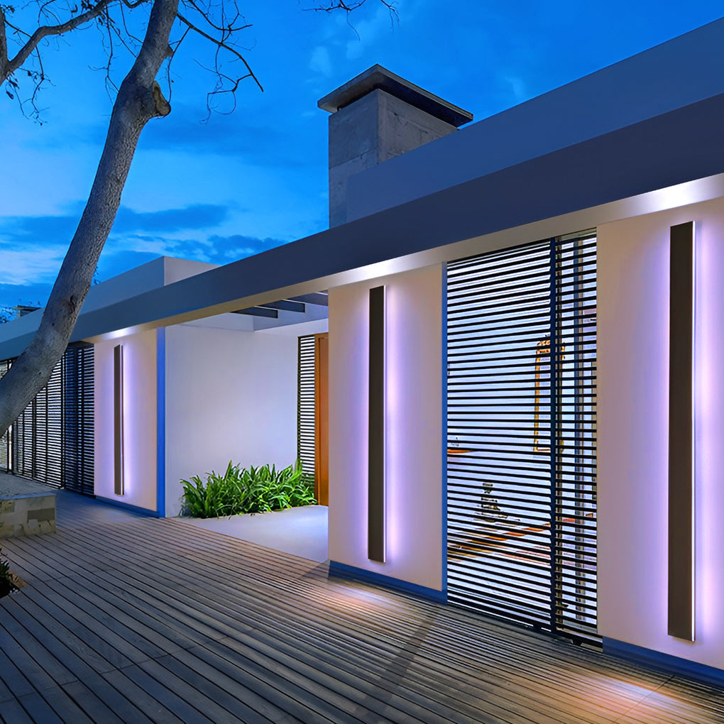 Outdoor Strip Wall Light Black Linear LED – Dimmable Exterior Facade Light for Porch & Driveway