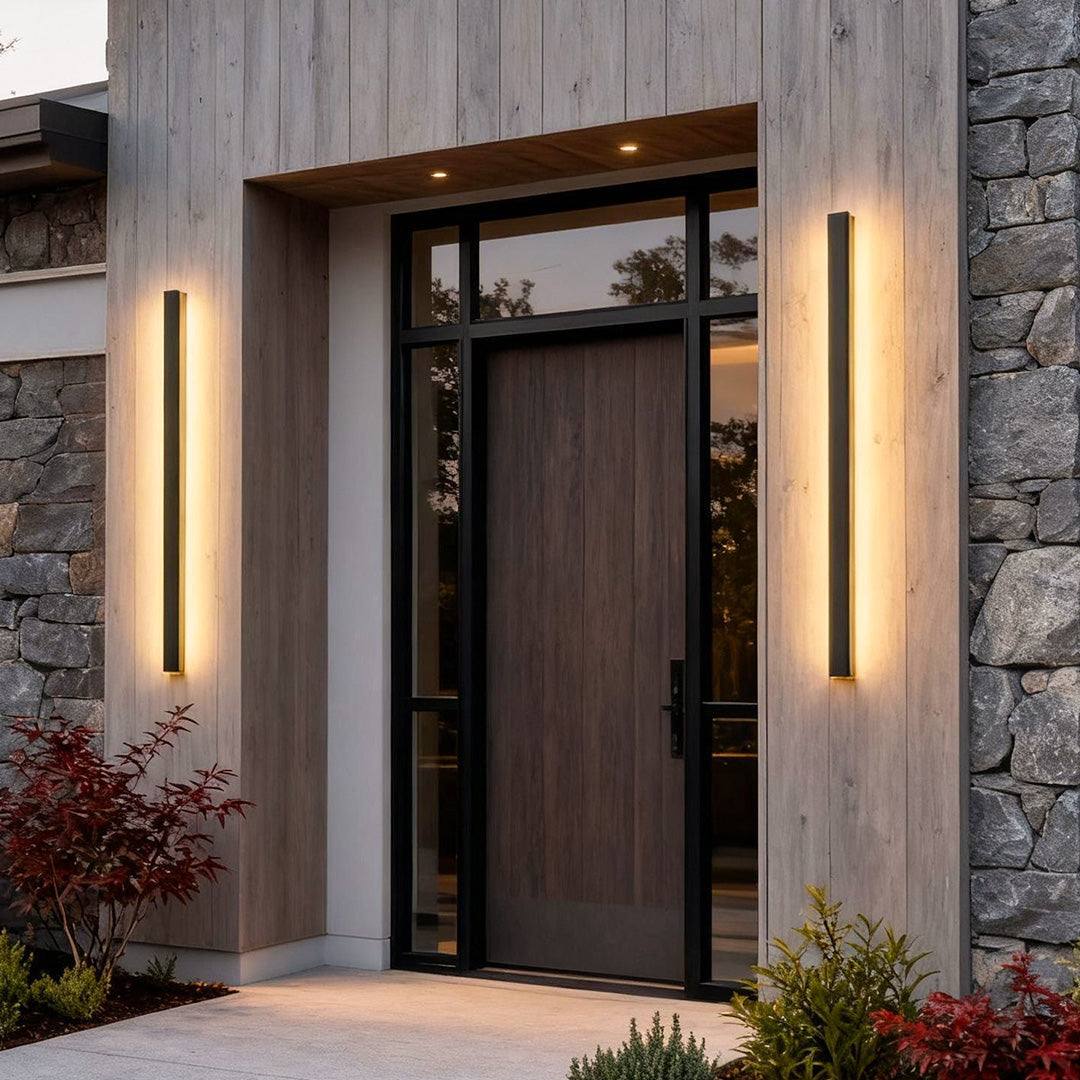 Outdoor Strip Wall Light Black Linear LED – Dimmable Exterior Facade Light for Porch & Driveway
