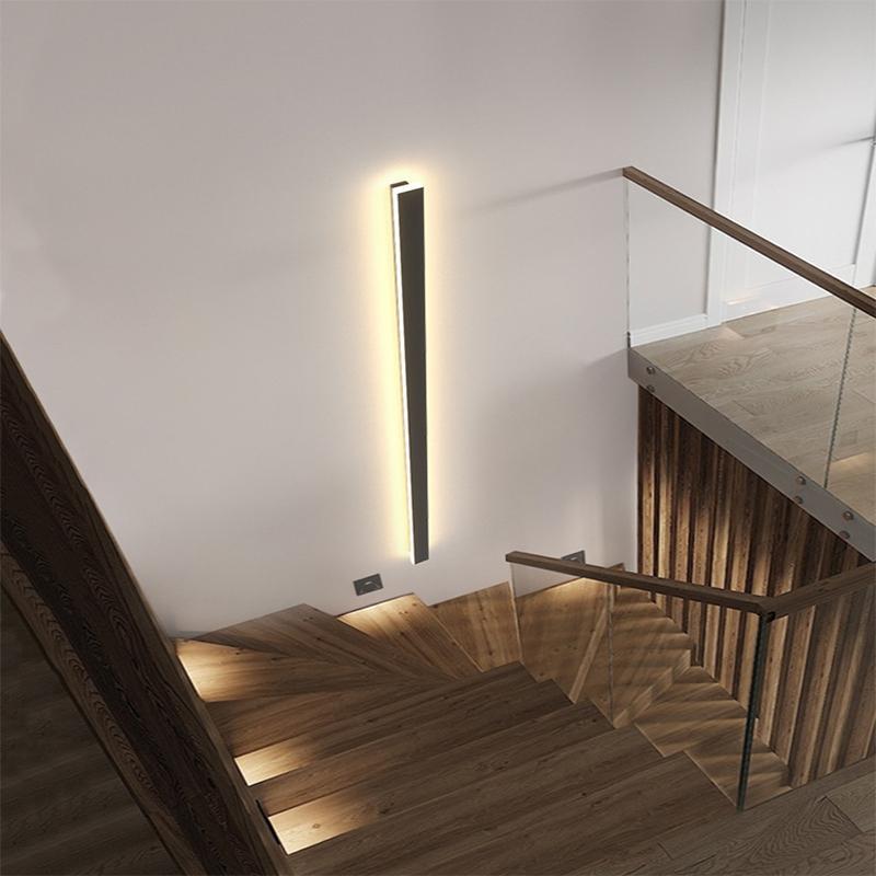 Outdoor Strip Wall Light Black Linear LED – Dimmable Exterior Facade Light for Porch & Driveway