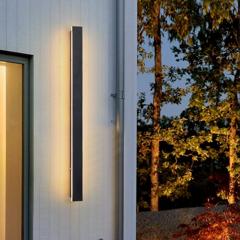 Outdoor Strip Wall Light Black Linear LED – Dimmable Exterior Facade Light for Porch & Driveway