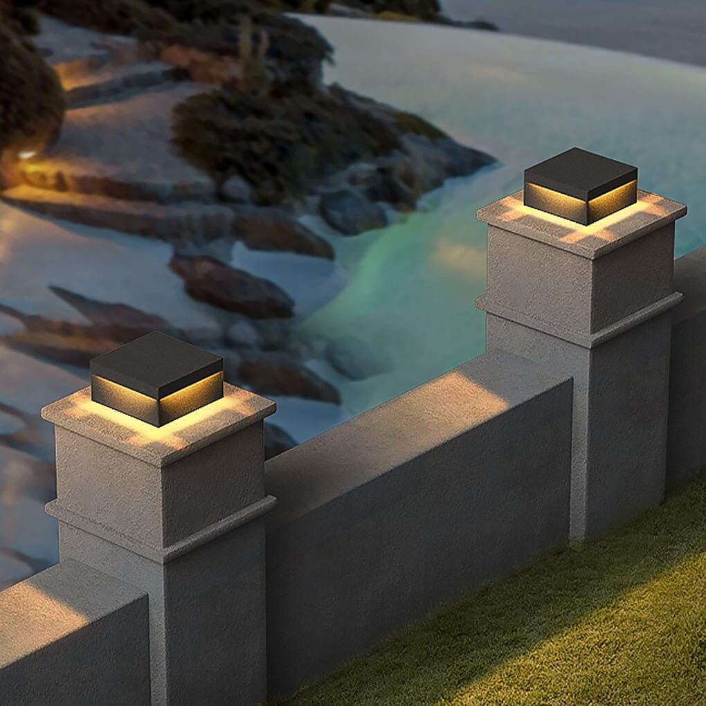 [Open-Box]Square Waterproof LED Solar Modern Outdoor Fence Post Lights Pillar Light