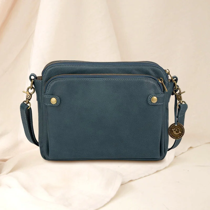 Crossbody Leather Shoulder Bag Women 3-Layer - Small Convertible Clutch Purse for Travel Everyday Use
