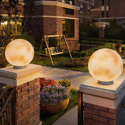 Moon-Shaped Stone Pillar Light – Solar & Hardwired Outdoor LED Decorative Post Cap Light