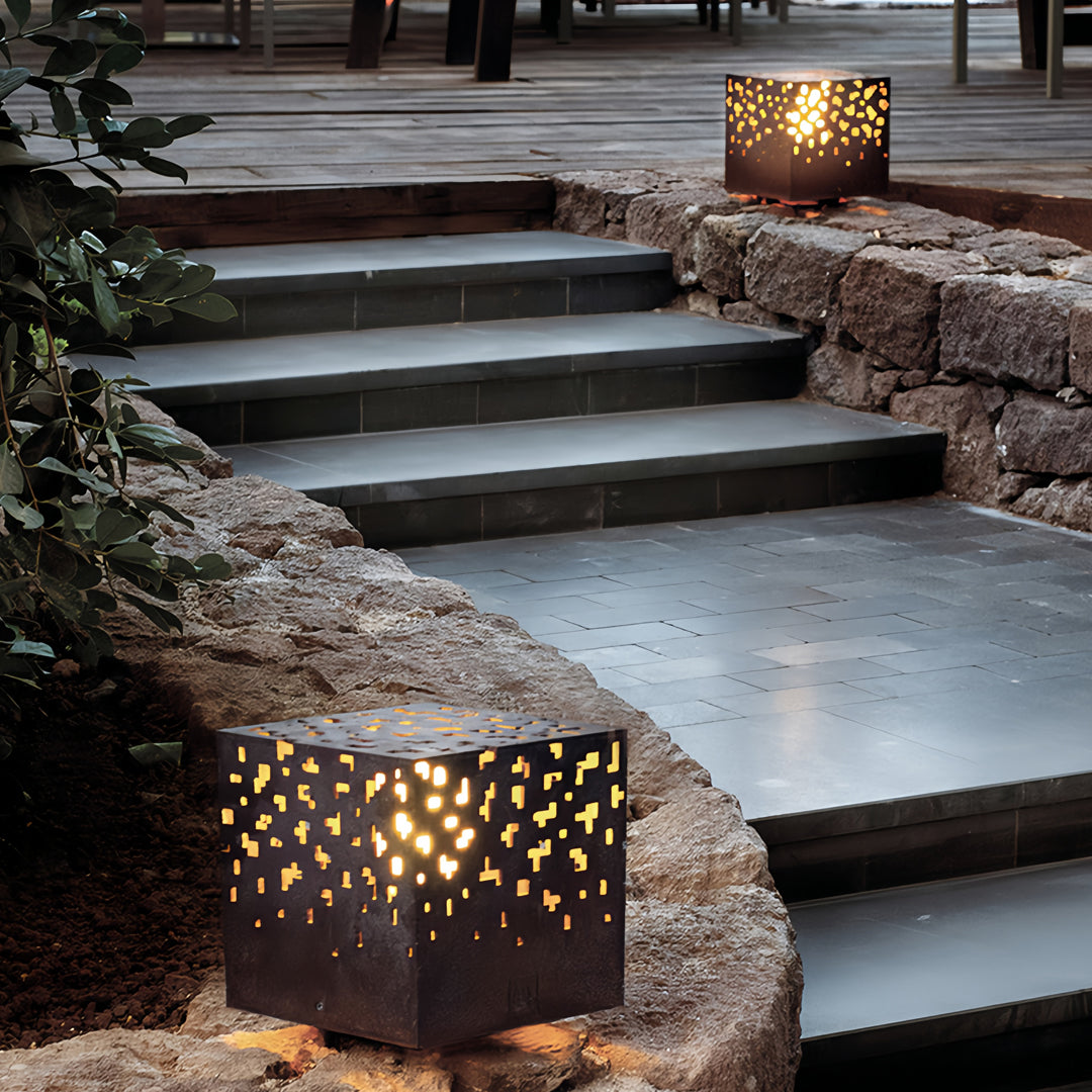Black Outdoor Lantern Lights Waterproof Decorative Lamp