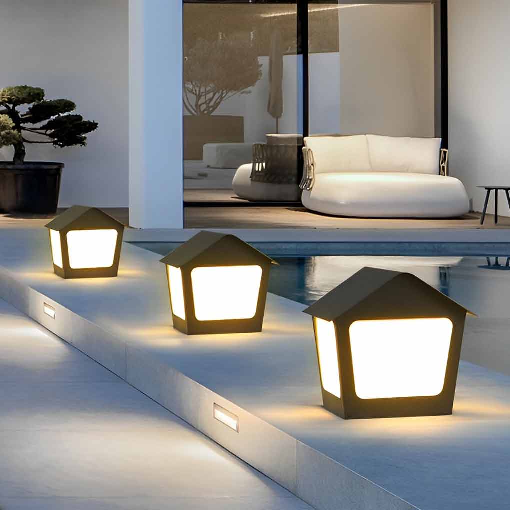 Patio Pillar Lights LED Waterproof Black Modern Light
