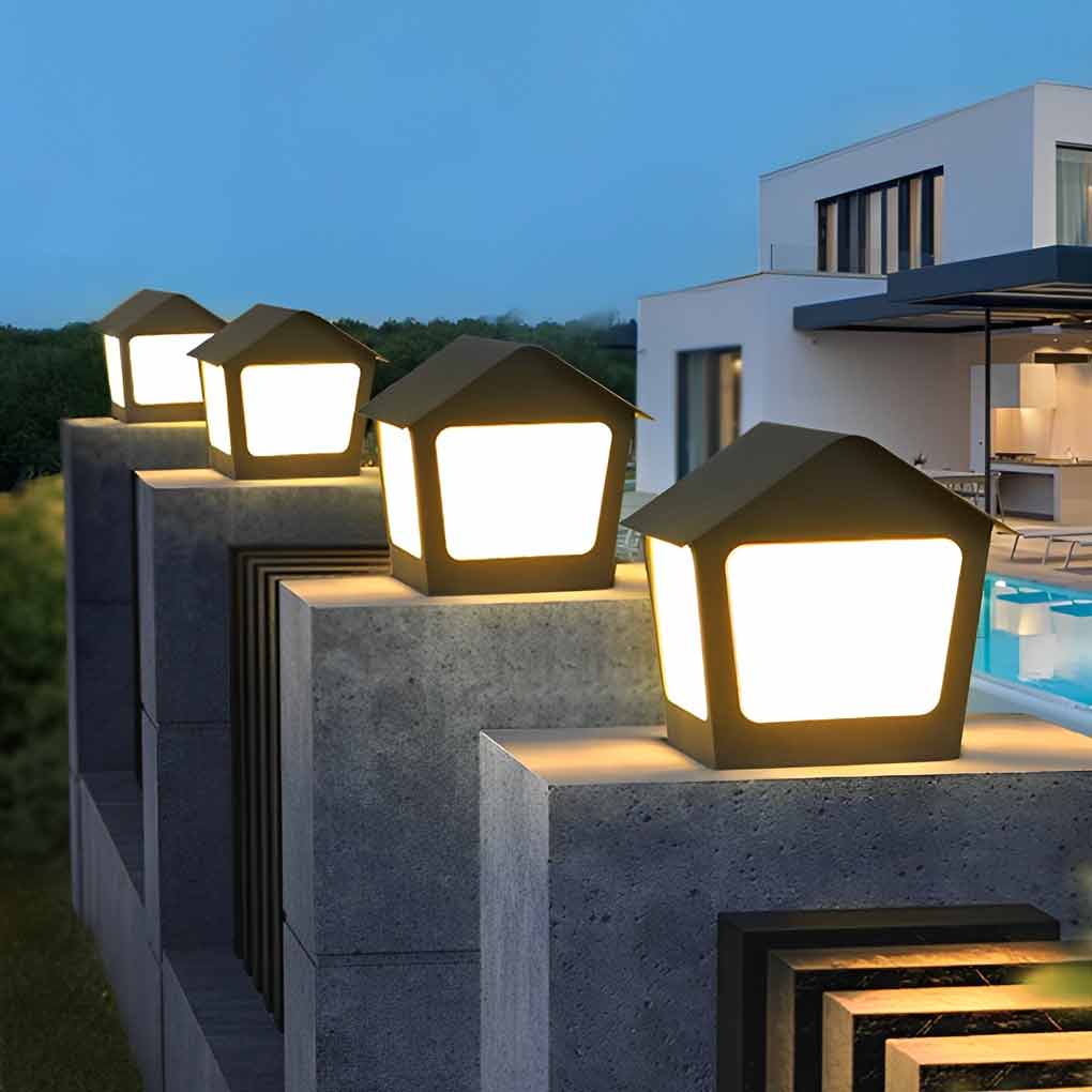 Patio Pillar Lights LED Waterproof Black Modern Light