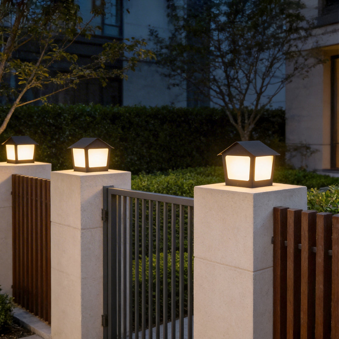 Patio Pillar Lights LED Waterproof Black Modern Light