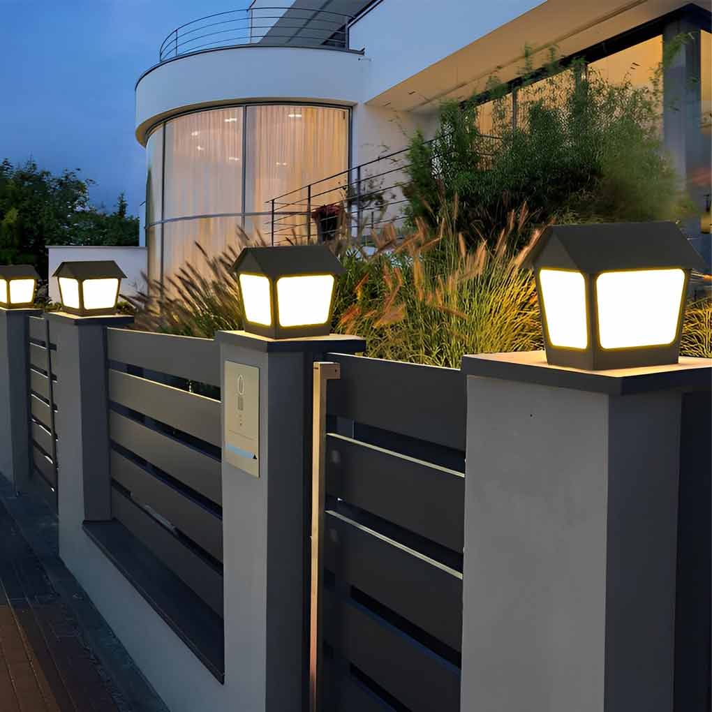 Patio Pillar Lights LED Waterproof Black Modern Light