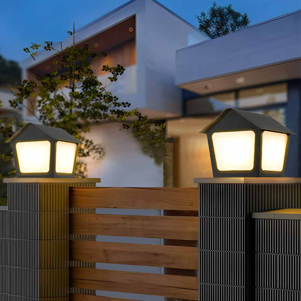 Patio Pillar Lights LED Waterproof Black Modern Light