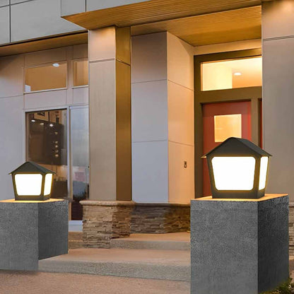 Patio Pillar Lights LED Waterproof Black Modern Light