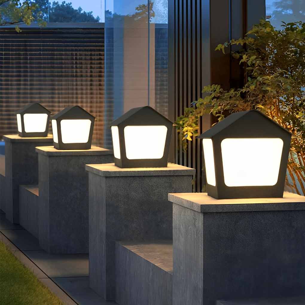 Patio Pillar Lights LED Waterproof Black Modern Light