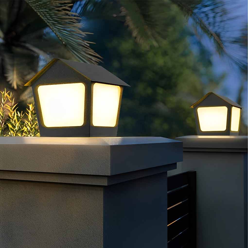 Patio Pillar Lights LED Waterproof Black Modern Light
