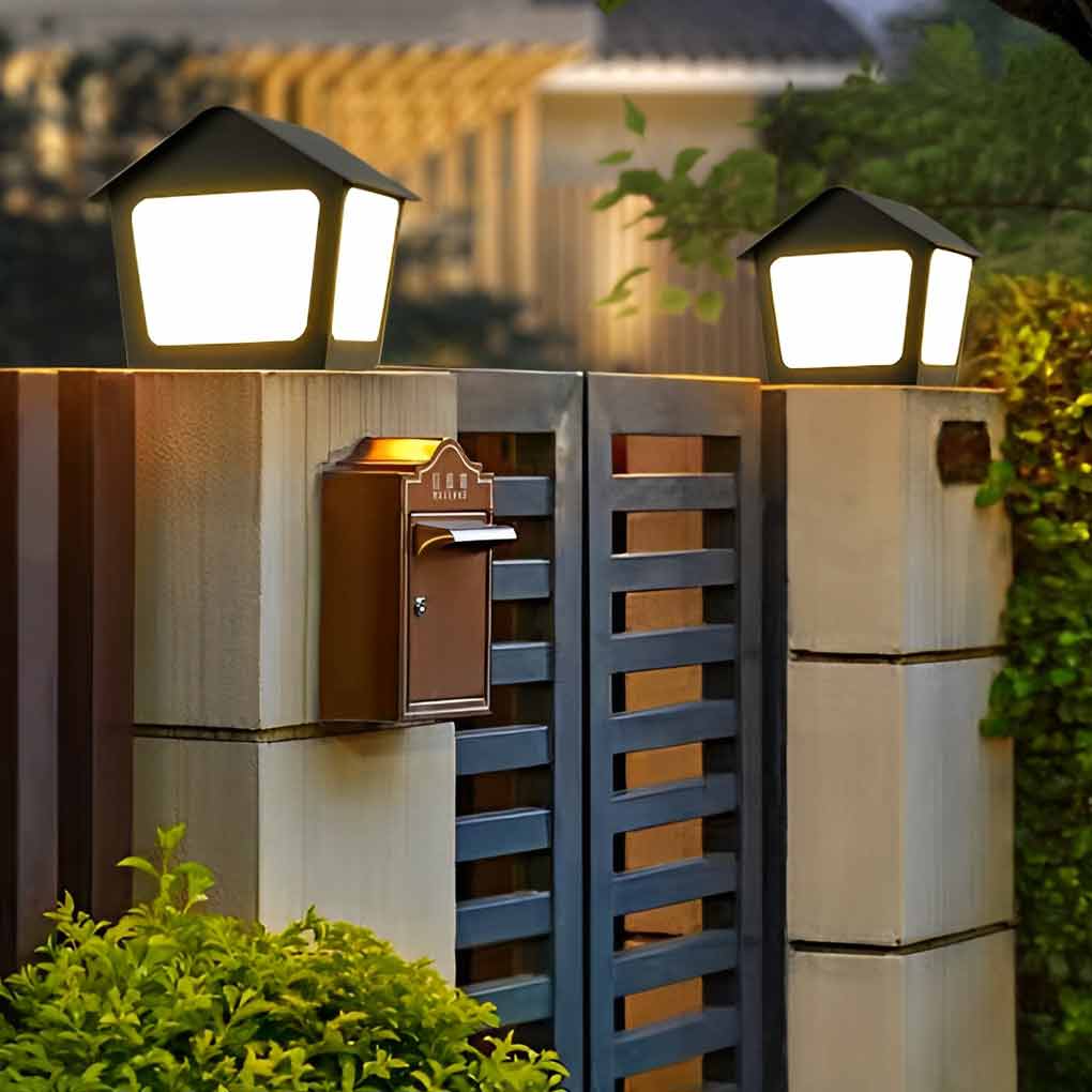 Patio Pillar Lights LED Waterproof Black Modern Light