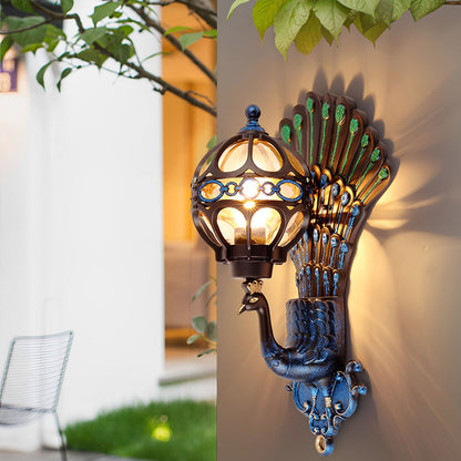 Peacock Wall Light Waterproof Retro European – Die-Cast Aluminum Outdoor Sconce for Garden & Entryway