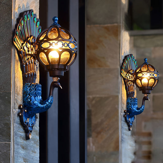 Peacock Wall Light Waterproof Retro European – Die-Cast Aluminum Outdoor Sconce for Garden & Entryway