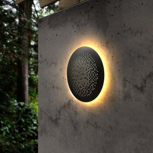 Perforated Metal Wall Sconce Black Waterproof LED Light