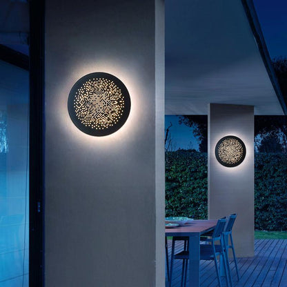 Perforated Metal Wall Sconce Black Waterproof LED Light
