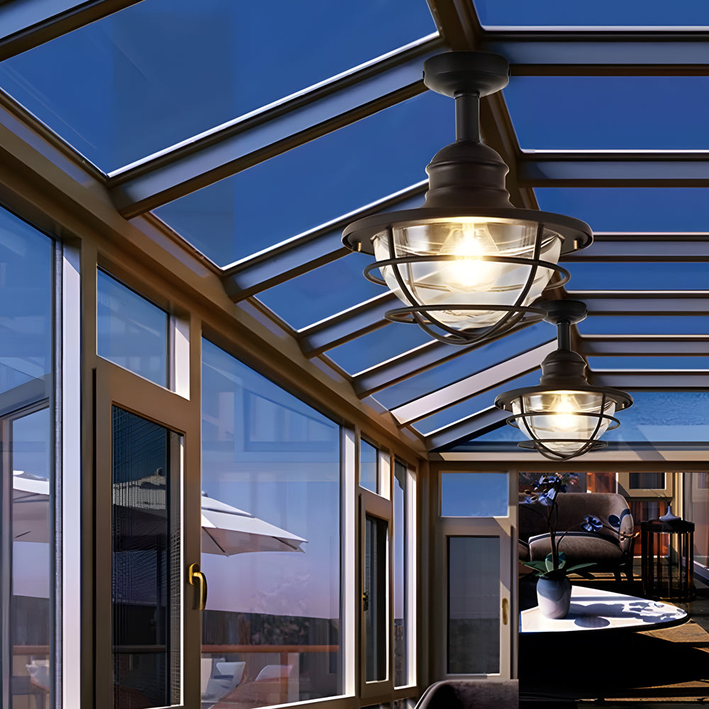Balcony Coastal Semi Flush Mount Ceiling Light Wrought Iron Ceiling Lighting