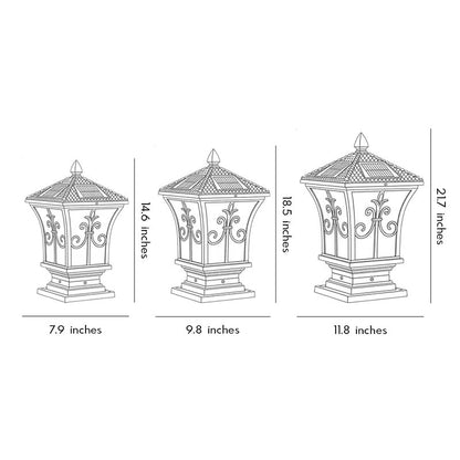 Pillar Lantern Lights Vintage Pattern Waterproof Solar Light