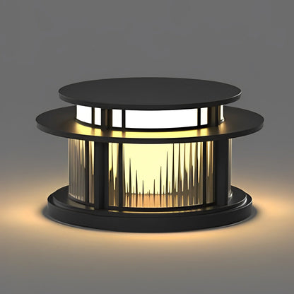 Pillar Solar Light Round Waterproof LED Black Modern Light