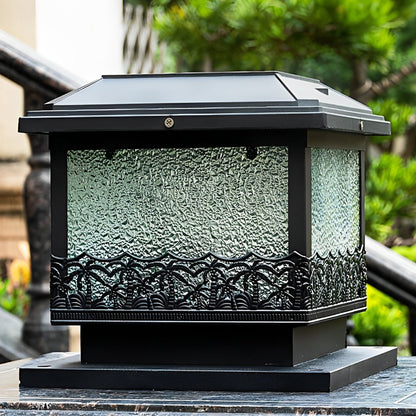 Pillar Solar Lights for Outdoors Retro Black Fence Light
