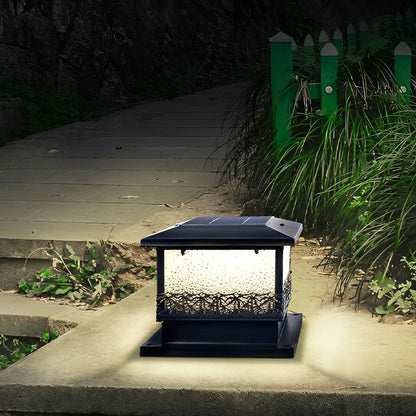 Pillar Solar Lights for Outdoors Retro Black Fence Light