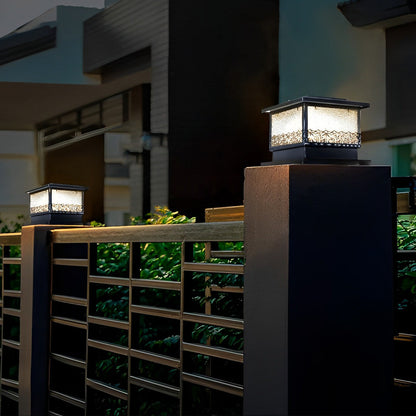 Pillar Solar Lights for Outdoors Retro Black Fence Light
