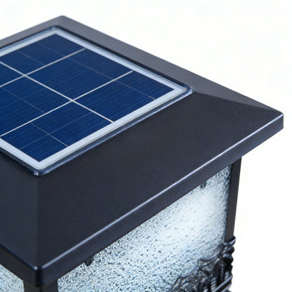 Pillar Solar Lights for Outdoors Retro Black Fence Light