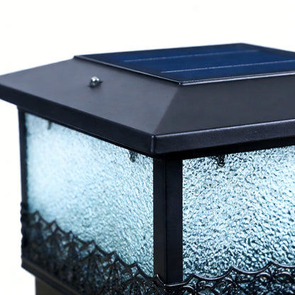 Pillar Solar Lights for Outdoors Retro Black Fence Light
