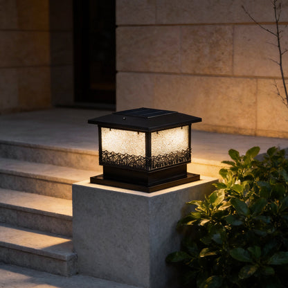 Pillar Solar Lights for Outdoors Retro Black Fence Light