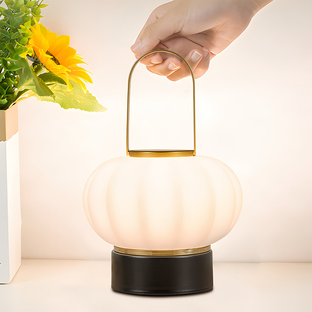 Nordic Lantern Table Lamp with LED & USB Charging – 3-Step Dimmable Atmosphere Accent Light for Bedroom
