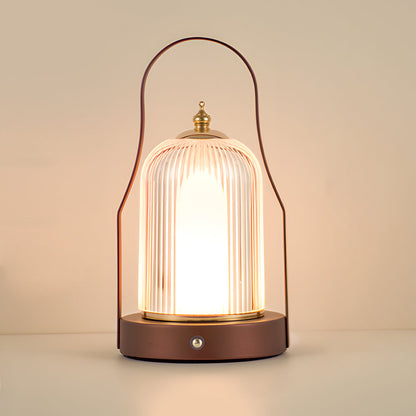 Portable Rechargeable LED Lantern with Brass Handle – Touch Control Cordless Table Lamp for Indoor & Outdoor