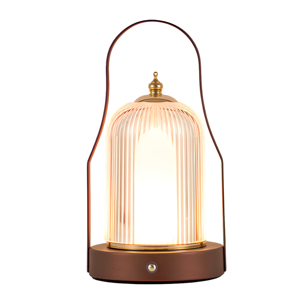 Portable Rechargeable LED Lantern with Brass Handle – Touch Control Cordless Table Lamp for Indoor & Outdoor