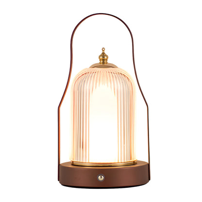Portable Rechargeable LED Lantern with Brass Handle – Touch Control Cordless Table Lamp for Indoor & Outdoor