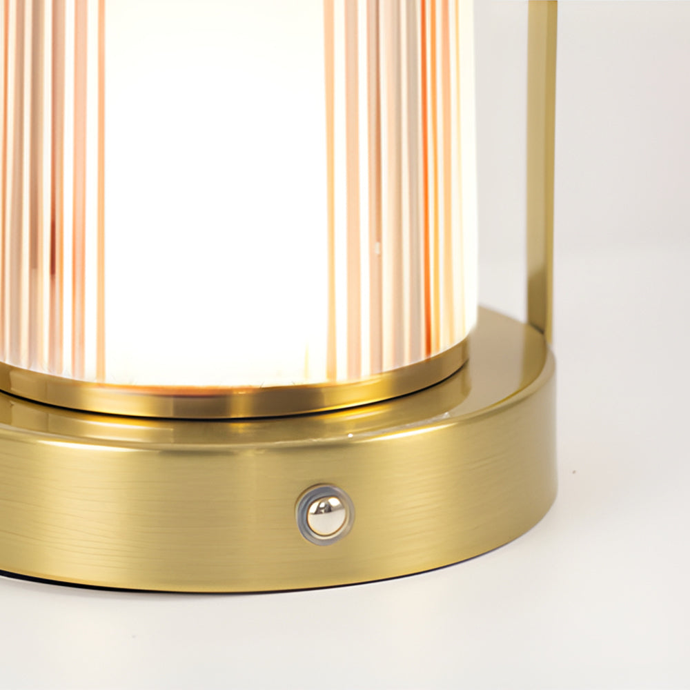 Portable Rechargeable LED Lantern with Brass Handle – Touch Control Cordless Table Lamp for Indoor & Outdoor